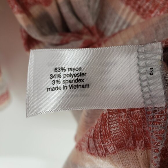 Lane‎ Bryant Striped Ribbed Knit Top 14 16 V Neck Ruched Long Sleeves Red Gray - Picture 7 of 7